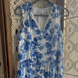 Sugarlips Blue and White Floral Tiered Dress